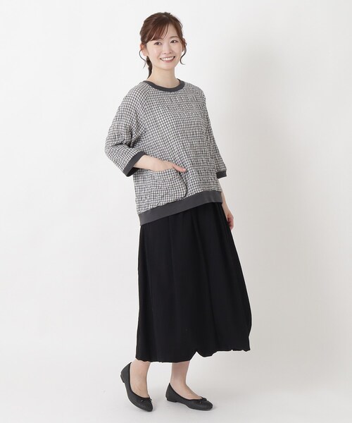 one'sterrace(ワンズテラス)の「8分丈 裾バルーンスカート(スカート・レディース・ブラック系8/ベージュ系8/カーキ系5・02)」の12枚目の写真