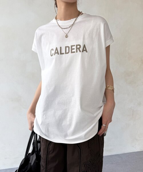 DouDou(ドゥドゥ)の「【WEB限定】前後ロゴフレンチスリーブTEE(Tシャツ/カットソー・レディース・ブラック/オフホワイト/ブラウン・FREE)」の5枚目の写真
