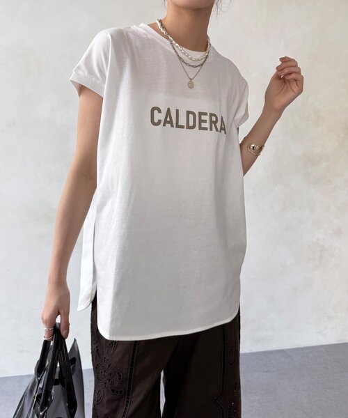 DouDou(ドゥドゥ)の「【WEB限定】前後ロゴフレンチスリーブTEE(Tシャツ/カットソー・レディース・ブラック/オフホワイト/ブラウン・FREE)」の4枚目の写真