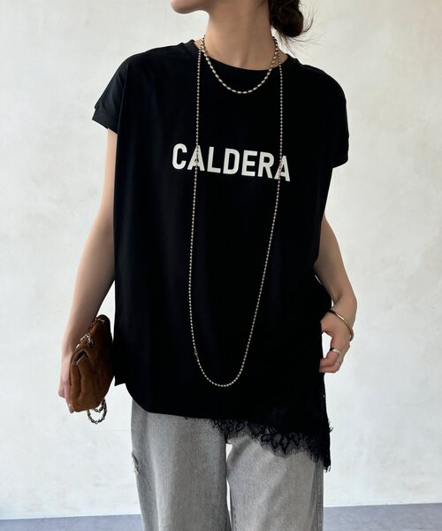 DouDou(ドゥドゥ)の「【WEB限定】前後ロゴフレンチスリーブTEE(Tシャツ/カットソー・レディース・ブラック/オフホワイト/ブラウン・FREE)」の22枚目の写真