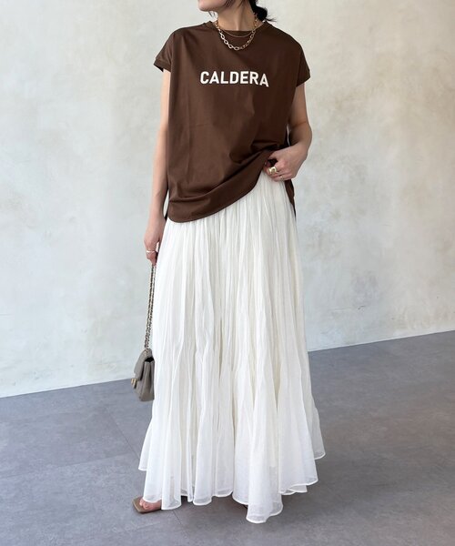 DouDou（ドゥドゥ）の「【WEB限定】前後ロゴフレンチスリーブTEE（Tシャツ/カットソー・レディース・ブラック/オフホワイト/ブラウン・FREE）」の20枚目の写真