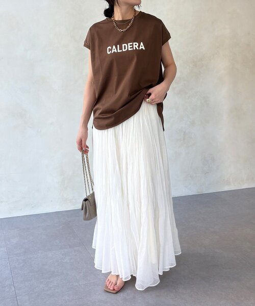 DouDou(ドゥドゥ)の「【WEB限定】前後ロゴフレンチスリーブTEE(Tシャツ/カットソー・レディース・ブラック/オフホワイト/ブラウン・FREE)」の19枚目の写真
