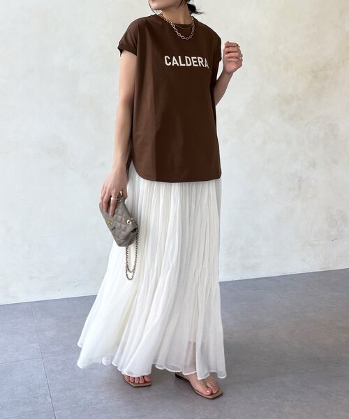 DouDou(ドゥドゥ)の「【WEB限定】前後ロゴフレンチスリーブTEE(Tシャツ/カットソー・レディース・ブラック/オフホワイト/ブラウン・FREE)」の17枚目の写真