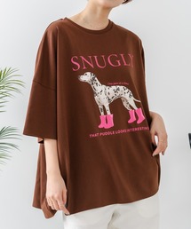 【C-FORT POINT/フォートポイント】ゆったり抜け感 DOGプリント スーパーBIGシルエットT ダルメシアンフォト 蛍光ロゴ オーバーサイズ ストリート 韓国ファッション