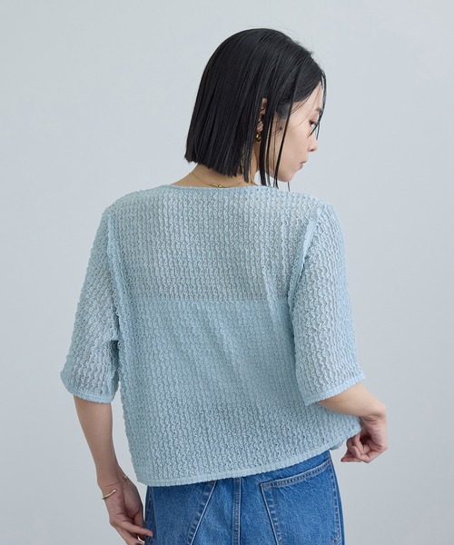 SALON adam et rope'(サロン アダム エ ロペ)の「【WEB限定】ティアードラッセルシアーTシャツ(Tシャツ/カットソー・レディース・サックスブルー/ブラック/ホワイト・FREE)」の7枚目の写真