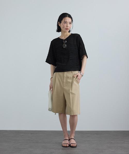 SALON adam et rope'(サロン アダム エ ロペ)の「【WEB限定】ティアードラッセルシアーTシャツ(Tシャツ/カットソー・レディース・サックスブルー/ブラック/ホワイト・FREE)」の9枚目の写真