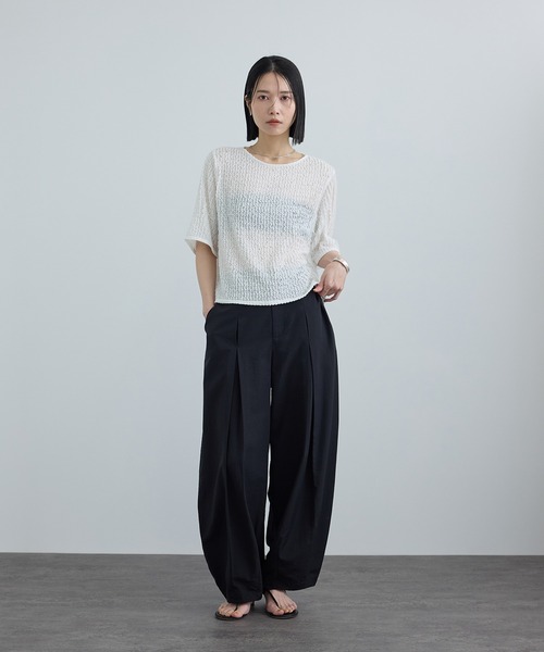 SALON adam et rope'(サロン アダム エ ロペ)の「【WEB限定】ティアードラッセルシアーTシャツ(Tシャツ/カットソー・レディース・サックスブルー/ブラック/ホワイト・FREE)」の10枚目の写真