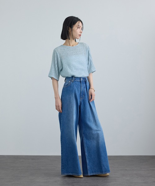 SALON adam et rope'(サロン アダム エ ロペ)の「【WEB限定】ティアードラッセルシアーTシャツ(Tシャツ/カットソー・レディース・サックスブルー/ブラック/ホワイト・FREE)」の11枚目の写真