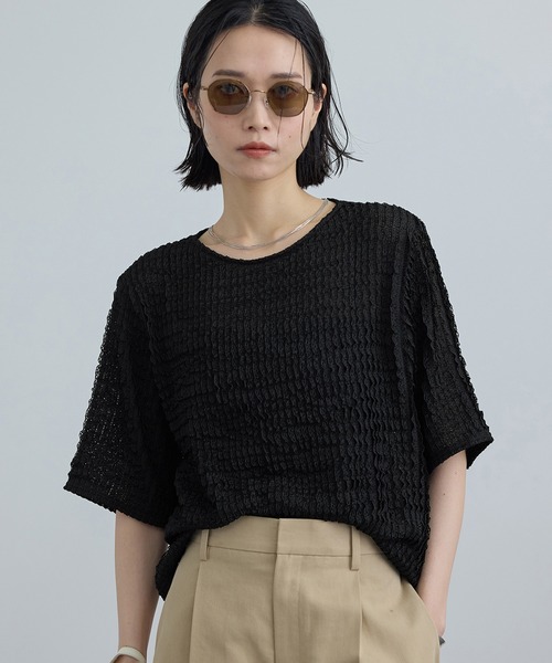 SALON adam et rope'(サロン アダム エ ロペ)の「【WEB限定】ティアードラッセルシアーTシャツ(Tシャツ/カットソー・レディース・サックスブルー/ブラック/ホワイト・FREE)」の13枚目の写真