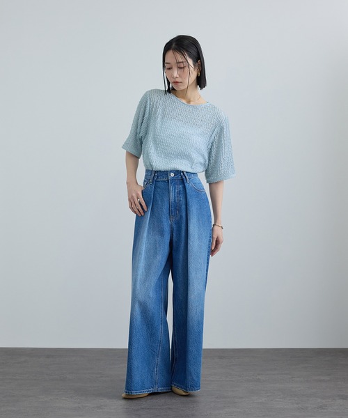 SALON adam et rope'(サロン アダム エ ロペ)の「【WEB限定】ティアードラッセルシアーTシャツ(Tシャツ/カットソー・レディース・サックスブルー/ブラック/ホワイト・FREE)」の18枚目の写真