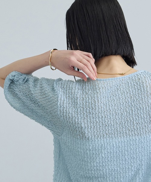 SALON adam et rope'(サロン アダム エ ロペ)の「【WEB限定】ティアードラッセルシアーTシャツ(Tシャツ/カットソー・レディース・サックスブルー/ブラック/ホワイト・FREE)」の20枚目の写真