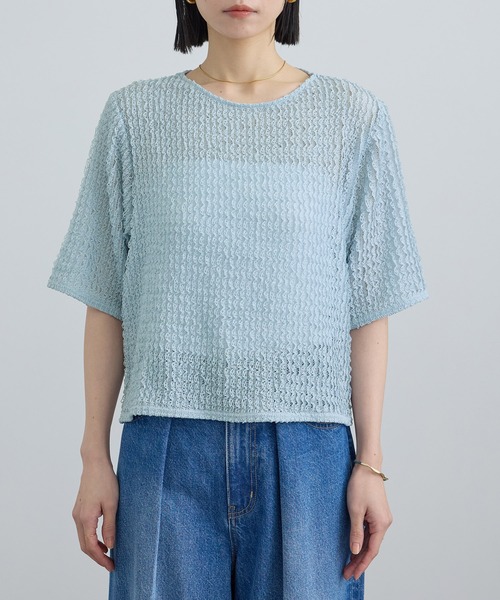 SALON adam et rope'(サロン アダム エ ロペ)の「【WEB限定】ティアードラッセルシアーTシャツ(Tシャツ/カットソー・レディース・サックスブルー/ブラック/ホワイト・FREE)」の21枚目の写真