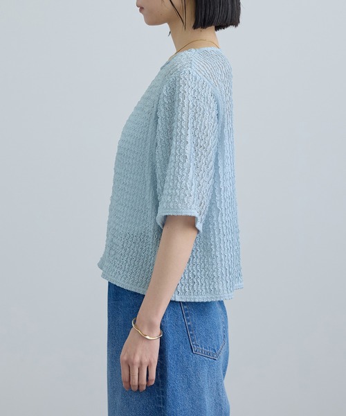 SALON adam et rope'(サロン アダム エ ロペ)の「【WEB限定】ティアードラッセルシアーTシャツ(Tシャツ/カットソー・レディース・サックスブルー/ブラック/ホワイト・FREE)」の22枚目の写真