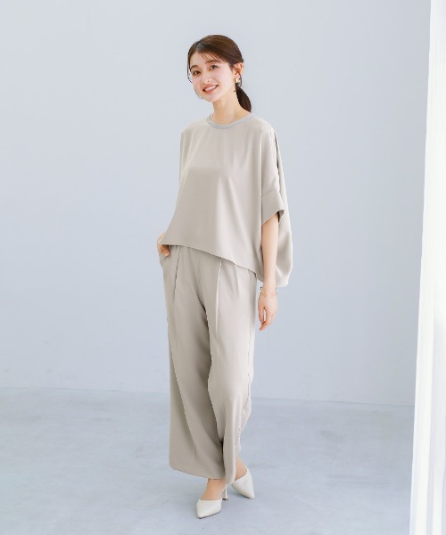 White Collection（ホワイトコレクション）の「【接触冷感・UVカット・速乾】ハイストレッチカルゼワッシャー・ドルマンスリーブブラウス（シャツ/ブラウス・レディース・チャコールグレー/グレイッシュベージュ/アイボリー・M）」の10枚目の写真