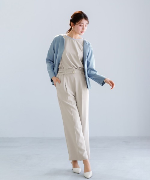White Collection（ホワイトコレクション）の「【接触冷感・UVカット・速乾】ハイストレッチカルゼワッシャー・ドルマンスリーブブラウス（シャツ/ブラウス・レディース・チャコールグレー/グレイッシュベージュ/アイボリー・M）」の12枚目の写真