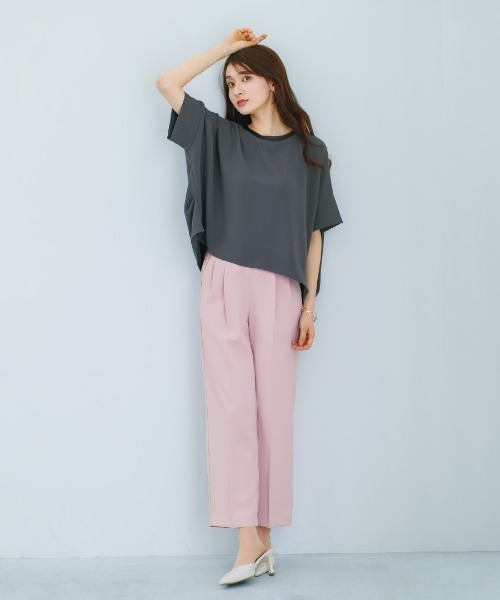 White Collection（ホワイトコレクション）の「【接触冷感・UVカット・速乾】ハイストレッチカルゼワッシャー・ドルマンスリーブブラウス（シャツ/ブラウス・レディース・チャコールグレー/グレイッシュベージュ/アイボリー・M）」の14枚目の写真