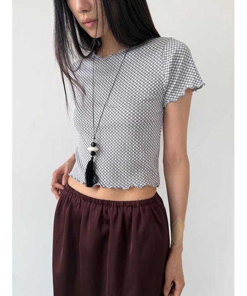 Didot.showroom(ディドット ショールーム)の「【DIDOT.】ギンガムチェックミニT(Tシャツ/カットソー・レディース・グレー/ミント/ブラック・FREE)」の1枚目の写真