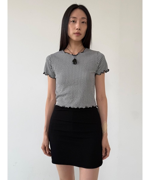Didot.showroom(ディドット ショールーム)の「【DIDOT.】ギンガムチェックミニT(Tシャツ/カットソー・レディース・グレー/ミント/ブラック・FREE)」の4枚目の写真