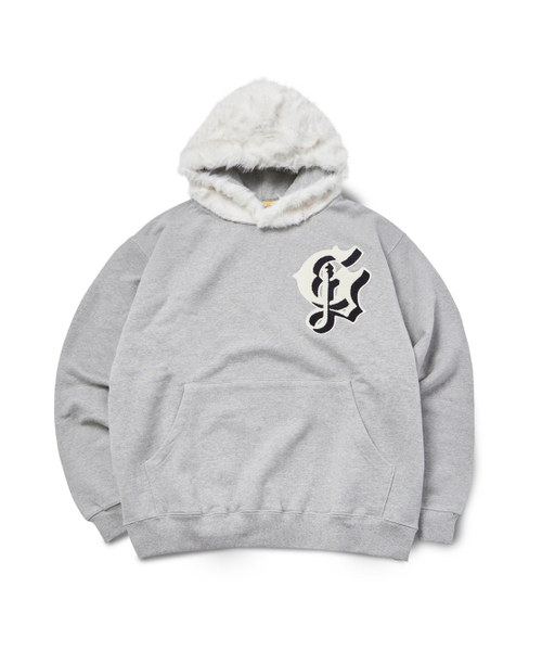 Old English Fur Hoodie — меланж‑серый