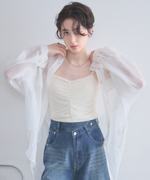 カップ付きシアーシャーリングキャミ