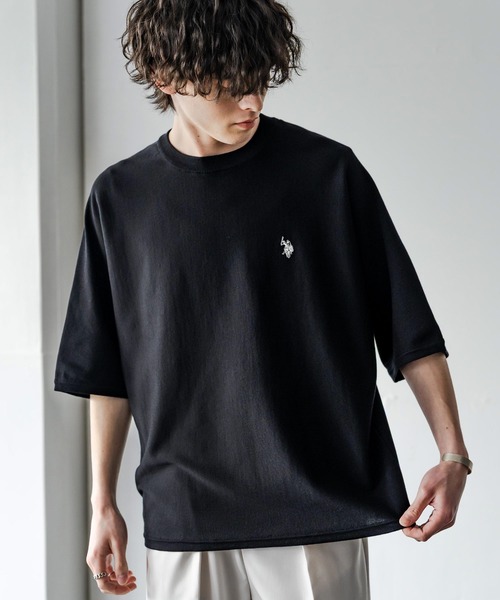 U.S. POLO ASSN.(ユーエスポロアッスン)の「U.S. POLO ASSN. ユーエスポロアッスン ドルマン半袖サマーニット(ニット/セーター・メンズ・オフホワイト/ブラック/チャコール/ネイビー/ピンク・M/L/XL)」の13枚目の写真