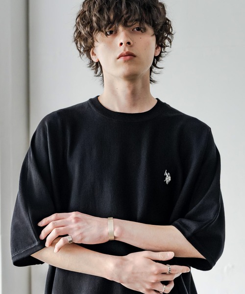 U.S. POLO ASSN.(ユーエスポロアッスン)の「U.S. POLO ASSN. ユーエスポロアッスン ドルマン半袖サマーニット(ニット/セーター・メンズ・オフホワイト/ブラック/チャコール/ネイビー/ピンク・M/L/XL)」の16枚目の写真