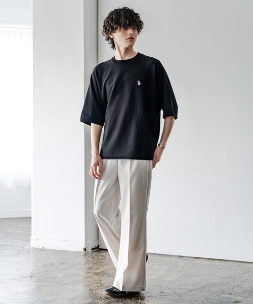 U.S. POLO ASSN.(ユーエスポロアッスン)の「U.S. POLO ASSN. ユーエスポロアッスン ドルマン半袖サマーニット(ニット/セーター・メンズ・オフホワイト/ブラック/チャコール/ネイビー/ピンク・M/L/XL)」の18枚目の写真