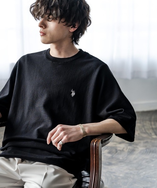 U.S. POLO ASSN.(ユーエスポロアッスン)の「U.S. POLO ASSN. ユーエスポロアッスン ドルマン半袖サマーニット(ニット/セーター・メンズ・オフホワイト/ブラック/チャコール/ネイビー/ピンク・M/L/XL)」の20枚目の写真