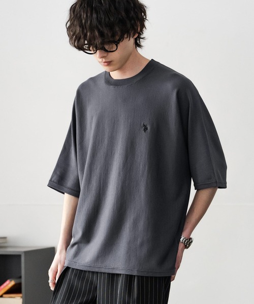 U.S. POLO ASSN.(ユーエスポロアッスン)の「U.S. POLO ASSN. ユーエスポロアッスン ドルマン半袖サマーニット(ニット/セーター・メンズ・オフホワイト/ブラック/チャコール/ネイビー/ピンク・M/L/XL)」の21枚目の写真