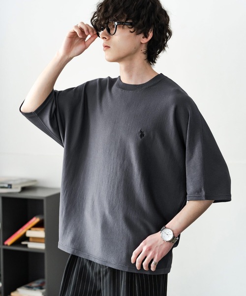 U.S. POLO ASSN.(ユーエスポロアッスン)の「U.S. POLO ASSN. ユーエスポロアッスン ドルマン半袖サマーニット(ニット/セーター・メンズ・オフホワイト/ブラック/チャコール/ネイビー/ピンク・M/L/XL)」の22枚目の写真