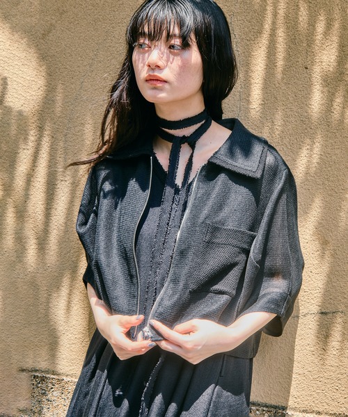 STUDIOUS(ステュディオス)の「【STUDIOUS/ステュディオス】Washable Mesh Blouson/ウォッシャブルメッシュブルゾン/二の腕細見え/ウォッシャブル/冷房対策/日焼け対策(ブルゾン・レディース・マルチ/ブラック/アイボリー/ベージュ・FREE)」の2枚目の写真