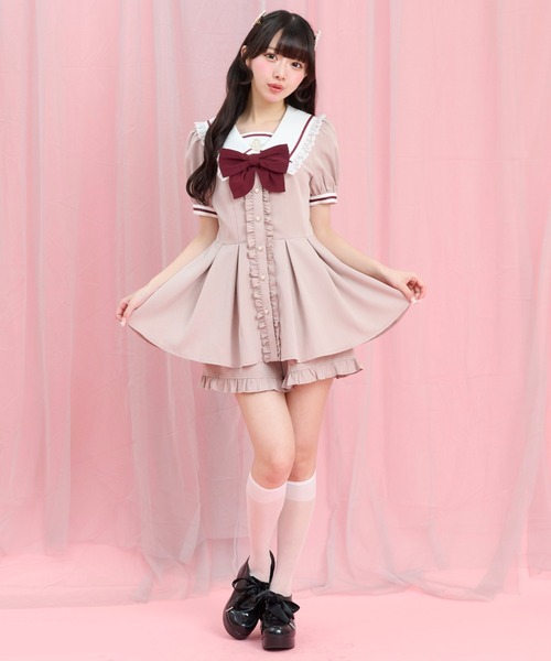 Secret Honey（シークレットハニー）の「後ろレースアップセーラーセットアップ（セットアップ・レディース・ピンク/ブラック・MEDIUM）」の3枚目の写真