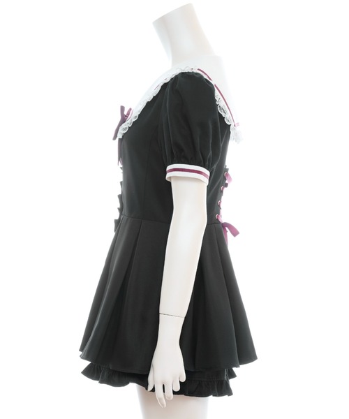 Secret Honey（シークレットハニー）の「後ろレースアップセーラーセットアップ（セットアップ・レディース・ピンク/ブラック・MEDIUM）」の10枚目の写真