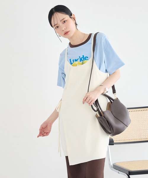 earth music&ecology(アースミュージックアンドエコロジー)の「エプロンソウバリキャミドレス(キャミソール・レディース・ブラウン/ホワイト系その他2/ブラック・FREE)」の5枚目の写真