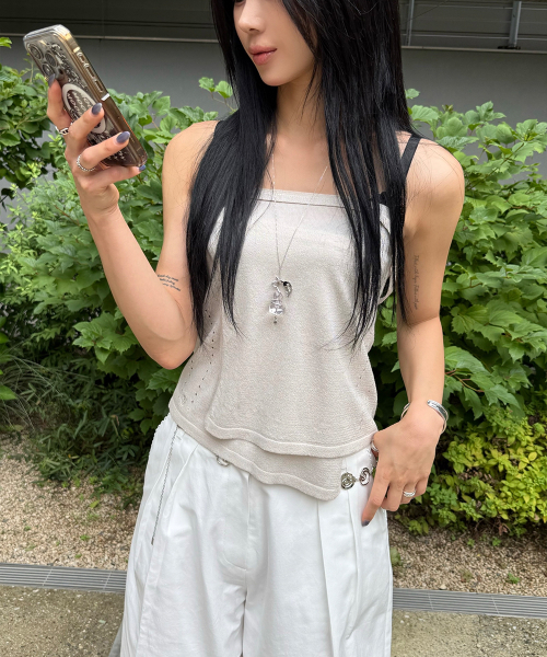 SINOON（シヌーン）の「Sheer Layered Skirt (Light Grey)（スカート・レディース・ライトグレー・FREE）」の2枚目の写真