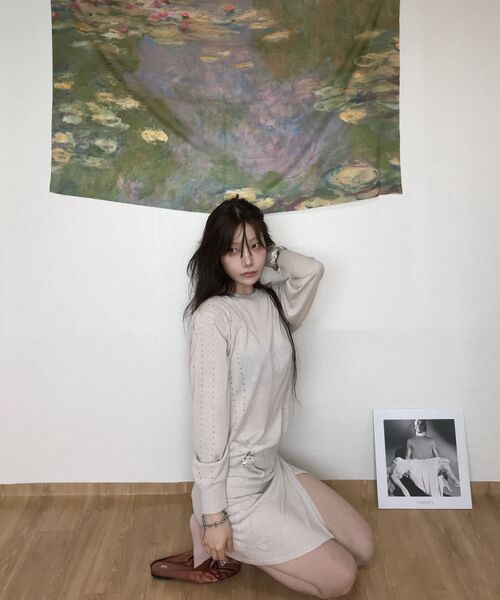 SINOON（シヌーン）の「Sheer Layered Skirt (Light Grey)（スカート・レディース・ライトグレー・FREE）」の8枚目の写真