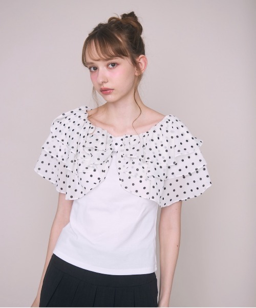 Noelie(ノエリー)の「ドット襟Tシャツ(Tシャツ/カットソー・レディース・ブラック/ホワイト・FREE)」の5枚目の写真