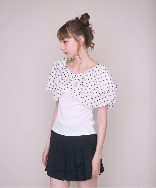 Noelie(ノエリー)の「ドット襟Tシャツ(Tシャツ/カットソー・レディース・ブラック/ホワイト・FREE)」の10枚目の写真