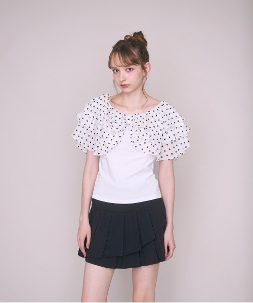 Noelie(ノエリー)の「ドット襟Tシャツ(Tシャツ/カットソー・レディース・ブラック/ホワイト・FREE)」の12枚目の写真