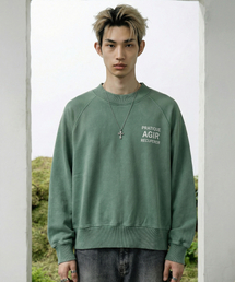 AGIR Salt-Washed Raglan Crop Sweatshirt (Green)