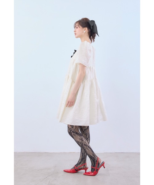 niana（ニアナ）の「エッジリボンミニドレス パーティードレス オケージョンドレス 結婚式 二次会 同窓会 成人式 お呼ばれワンピース（ドレス・レディース・ライトグリーン/ブラウン/オフホワイト/ブラック/イエロー・S/M）」の18枚目の写真