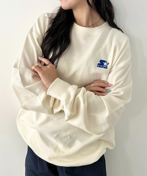 STARTER(スターター)の「【WEB限定 別注】STARTER(スターター)/ワンポイント 刺繍 クルーネック スウェット(スウェット・レディース・ブラック/グレー/アイボリー・FREE)」の1枚目の写真