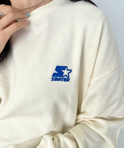 STARTER(スターター)の「【WEB限定 別注】STARTER(スターター)/ワンポイント 刺繍 クルーネック スウェット(スウェット・レディース・ブラック/グレー/アイボリー・FREE)」の4枚目の写真