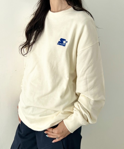 STARTER(スターター)の「【WEB限定 別注】STARTER(スターター)/ワンポイント 刺繍 クルーネック スウェット(スウェット・レディース・ブラック/グレー/アイボリー・FREE)」の7枚目の写真