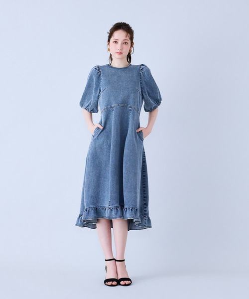 Audie a Muses(オーディアミューズ)の「【人気のため追加】ライトデニムボリュームスリーブワンピース(ワンピース・レディース・ネイビー・36/42/38)」の2枚目の写真