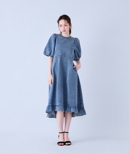 Audie a Muses(オーディアミューズ)の「【人気のため追加】ライトデニムボリュームスリーブワンピース(ワンピース・レディース・ネイビー・36/42/38)」の3枚目の写真