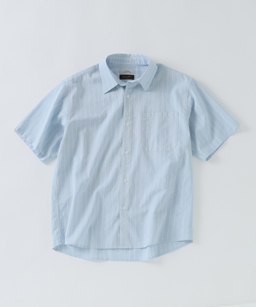JOURNAL STANDARD relume(ジャーナルスタンダード レリューム)の「JAMES FABRIC コットンリネン ストライプ 半袖シャツ(シャツ/ブラウス・メンズ・グリーン系その他/ブルー/ライトブルー/グリーン・LARGE/MEDIUM)」の3枚目の写真