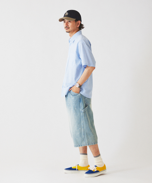 JOURNAL STANDARD relume(ジャーナルスタンダード レリューム)の「JAMES FABRIC コットンリネン ストライプ 半袖シャツ(シャツ/ブラウス・メンズ・グリーン系その他/ブルー/ライトブルー/グリーン・LARGE/MEDIUM)」の11枚目の写真