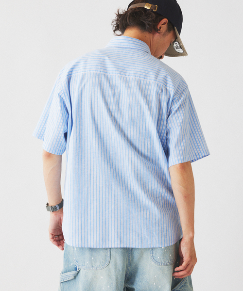 JOURNAL STANDARD relume(ジャーナルスタンダード レリューム)の「JAMES FABRIC コットンリネン ストライプ 半袖シャツ(シャツ/ブラウス・メンズ・グリーン系その他/ブルー/ライトブルー/グリーン・LARGE/MEDIUM)」の18枚目の写真