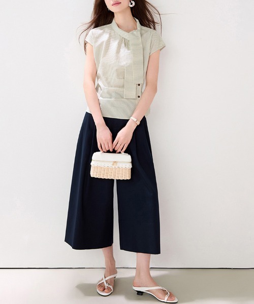 ONEP STAR(ワンピスター)の「ストライプリボンタイ半袖ブラウス(シャツ/ブラウス・レディース・ベージュ・LARGE/X-LARGE/MEDIUM)」の10枚目の写真